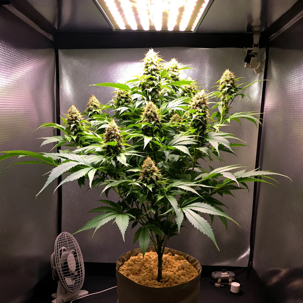 Cherries Jubilee 69% Indica / 31% Sativa — Blüte mit sichtbaren Trichomen
