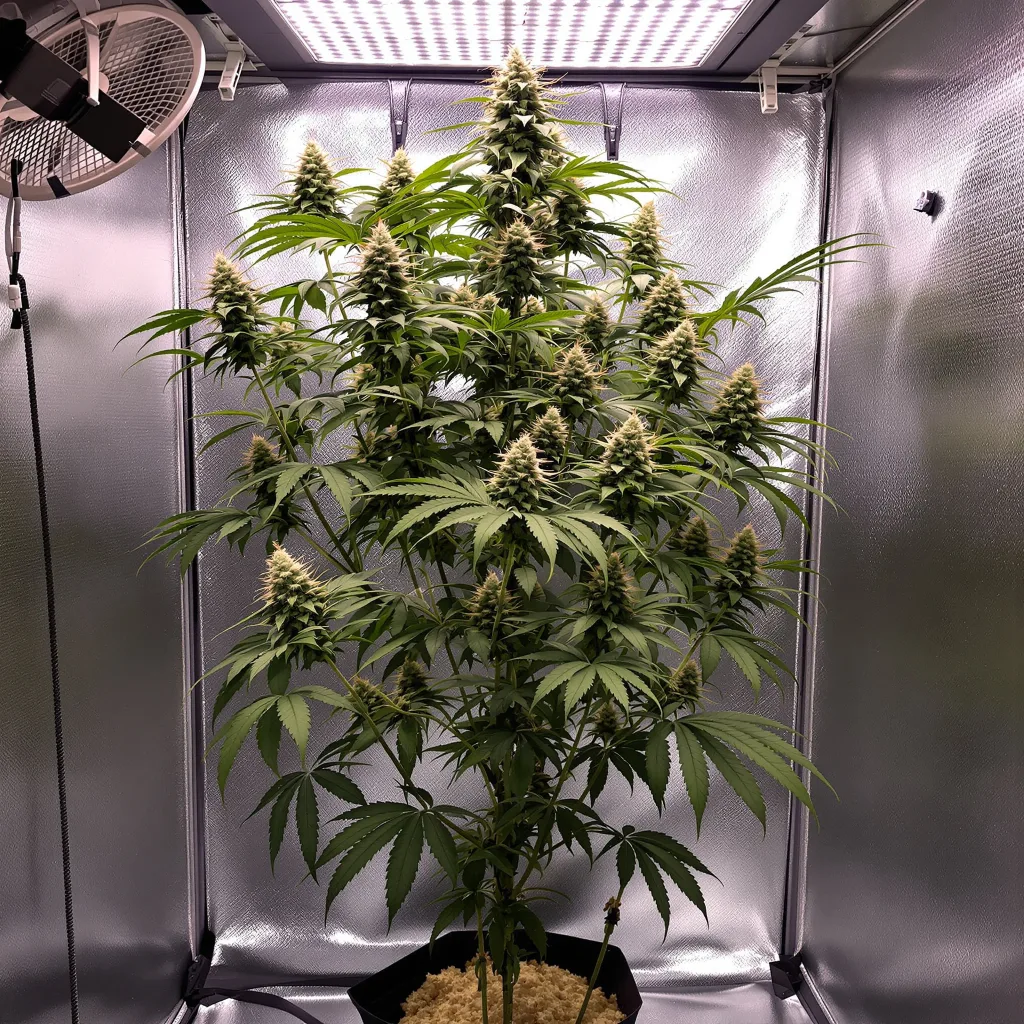 Cherry AK-47 9% Indica / 91% Sativa — Blüte mit sichtbaren Trichomen