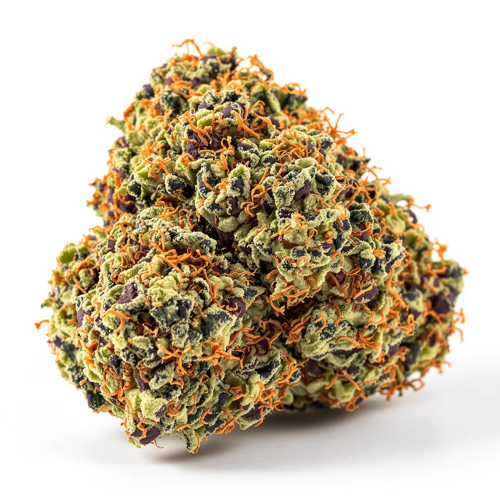 Cherry Bomb 66% Indica / 34% Sativa — Blüte mit sichtbaren Trichomen