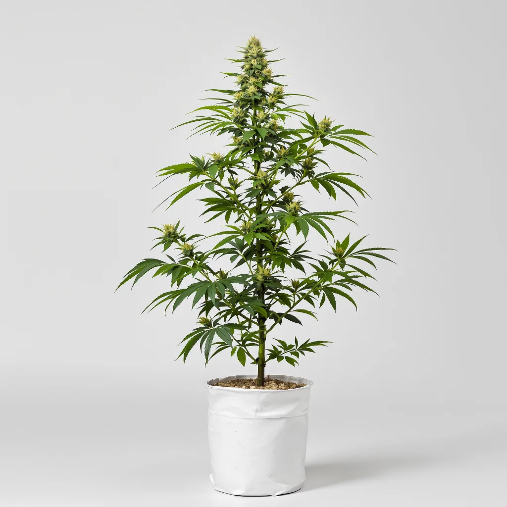 Cherry Diesel Cannabisblüte Nahaufnahme mit ausgewogene Blütenstruktur mit eisigen Trichomen