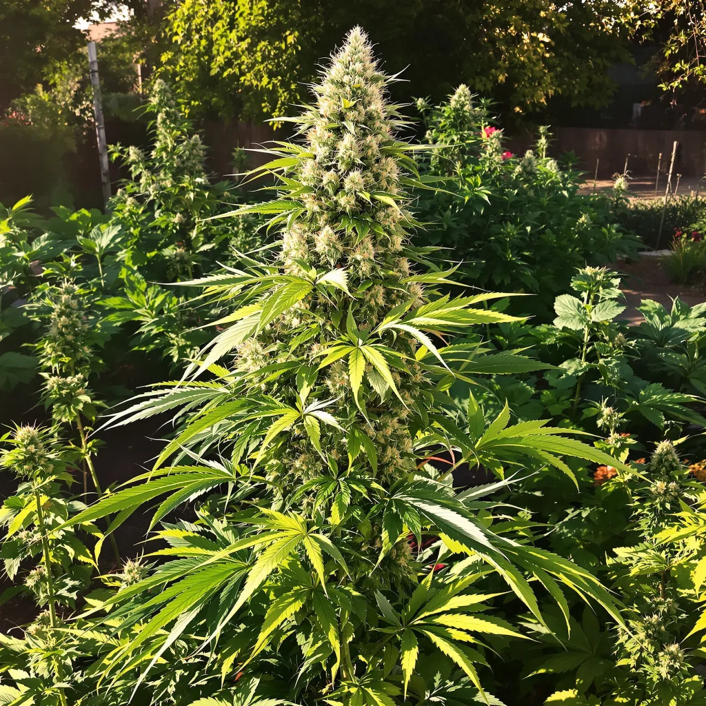 Cherry Diesel 50% Indica / 50% Sativa — Blüte mit sichtbaren Trichomen