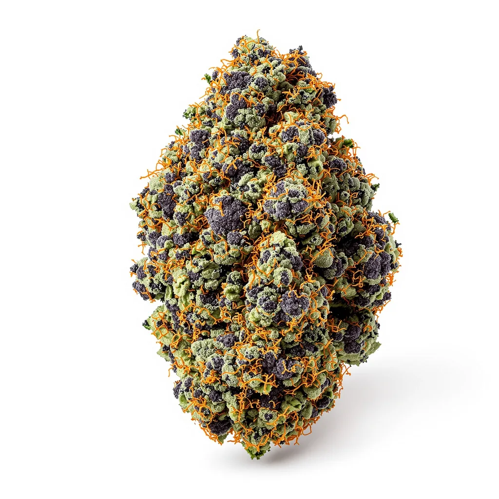 Chiesel 66% Indica / 34% Sativa — Blüte mit sichtbaren Trichomen