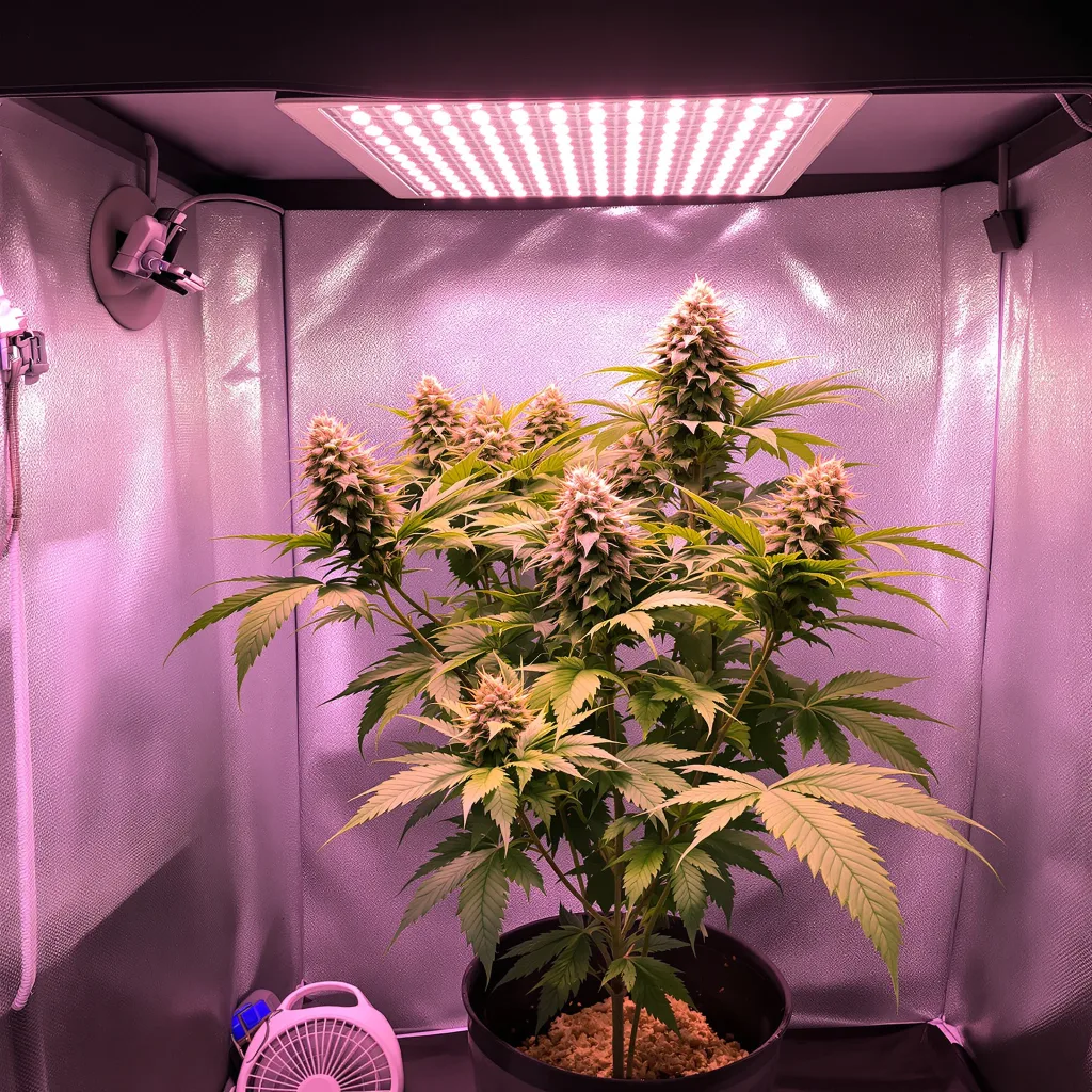CHR Super OG 69% Indica / 31% Sativa — Blüte mit sichtbaren Trichomen