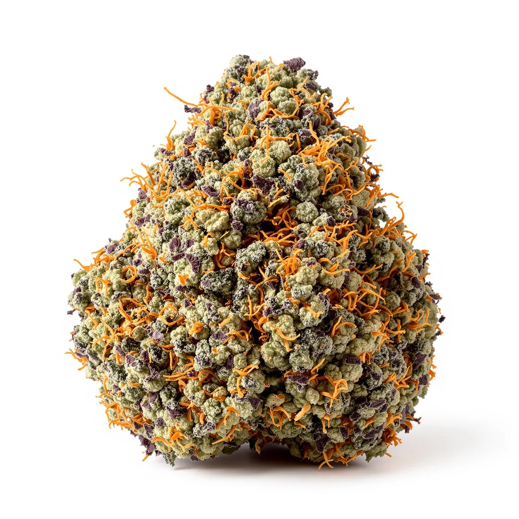 CHR Super OG 69% Indica / 31% Sativa — Blüte mit sichtbaren Trichomen