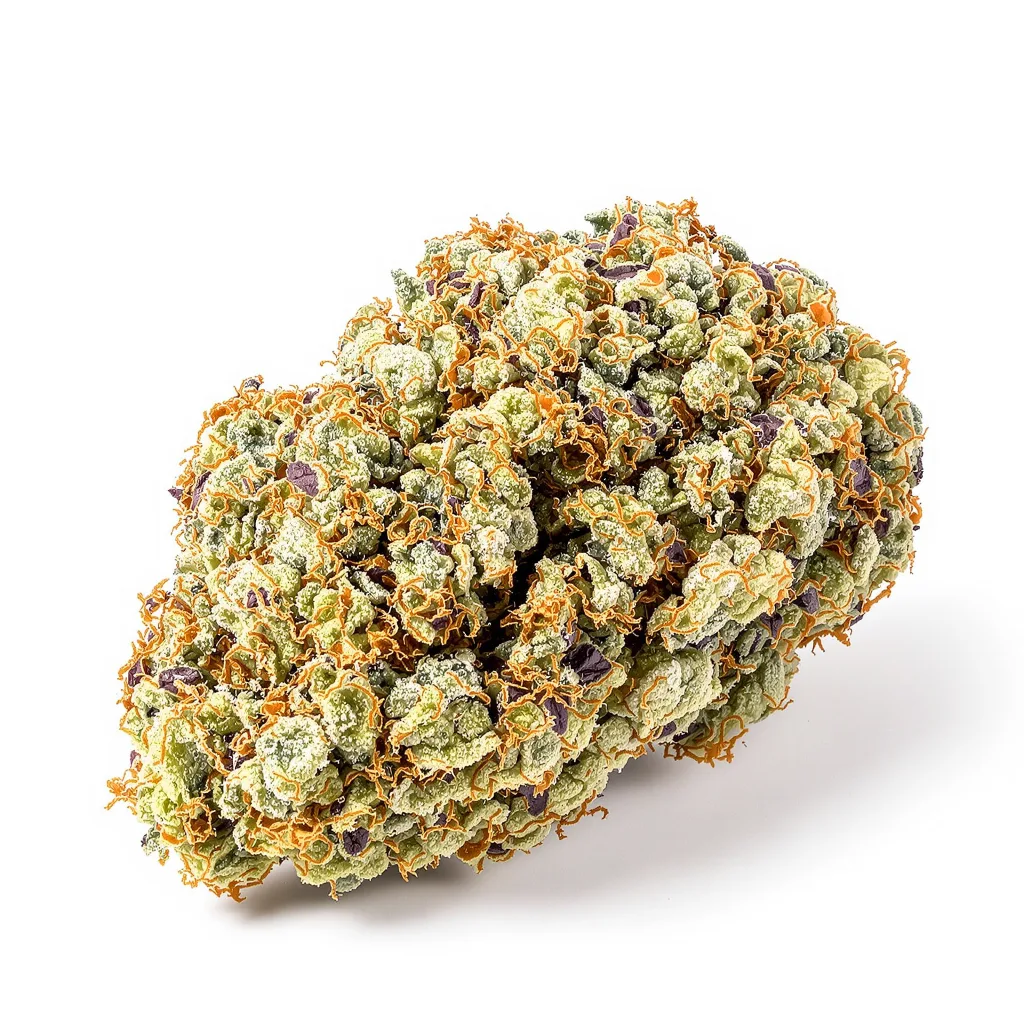 Cinex 30% Indica / 60% Sativa — Blüte mit sichtbaren Trichomen