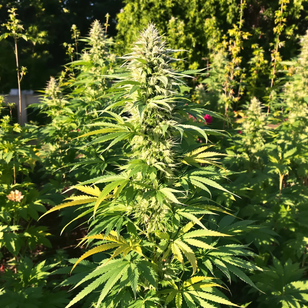 Clementine 14% Indica / 86% Sativa — Blüte mit sichtbaren Trichomen