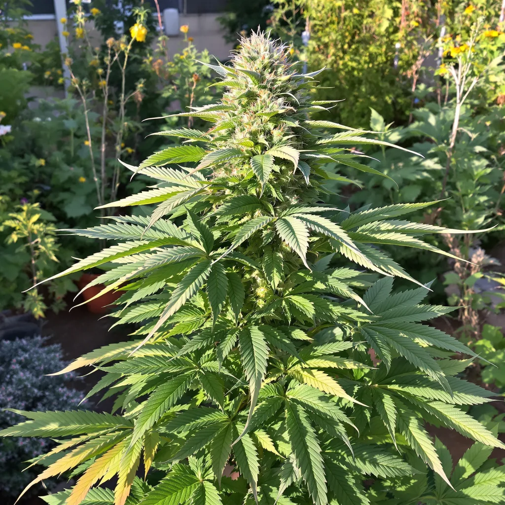 Cold War Kush 65% Indica / 35% Sativa — Blüte mit sichtbaren Trichomen