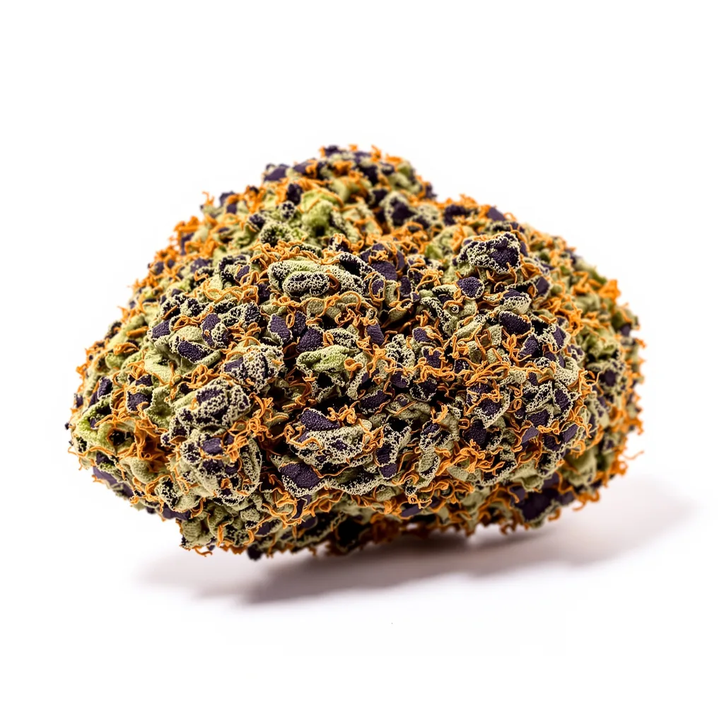 Conspiracy Kush 74% Indica / 26% Sativa — Blüte mit sichtbaren Trichomen