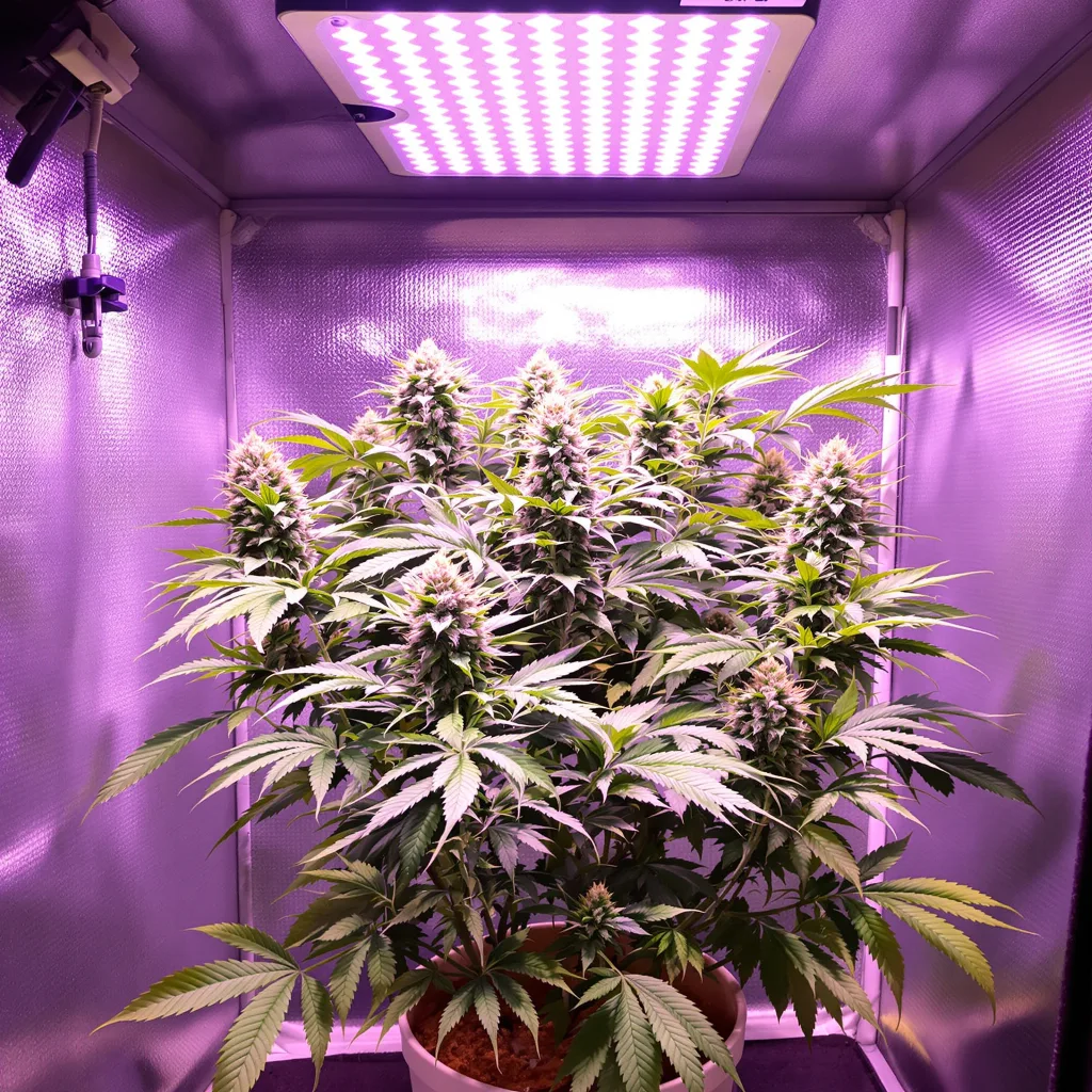 Cookie Monster 84% Indica / 16% Sativa — Blüte mit sichtbaren Trichomen