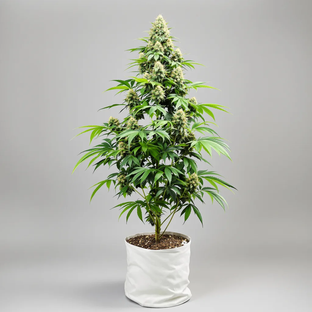 Copper Kush Cannabisblüte Nahaufnahme mit ausgewogene Blütenstruktur mit eisigen Trichomen