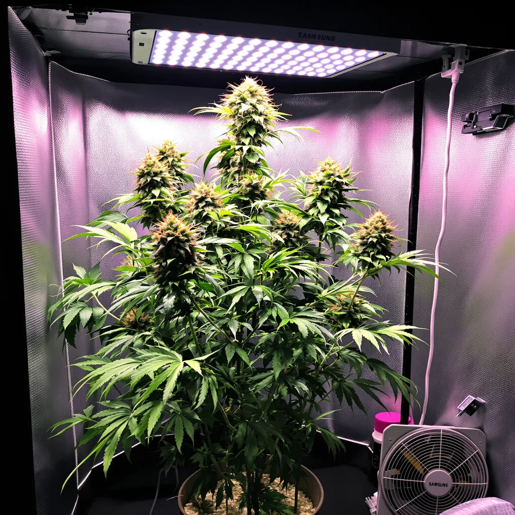 Corkscrew 57% Indica / 43% Sativa — Blüte mit sichtbaren Trichomen