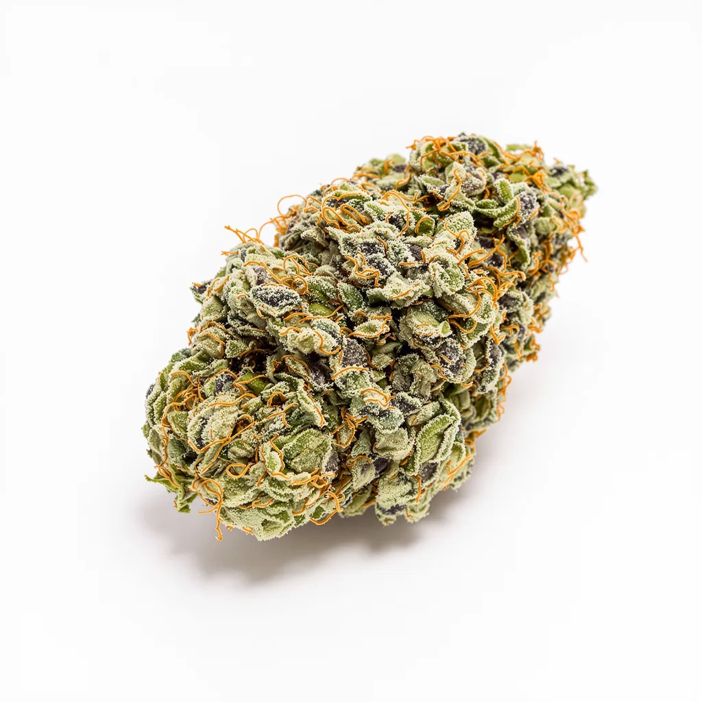 Corkscrew 57% Indica / 43% Sativa — Blüte mit sichtbaren Trichomen