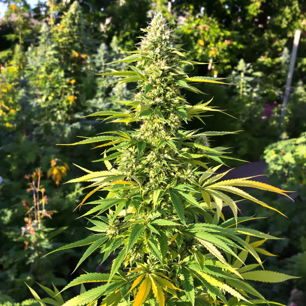 Corleone Kush 50% Indica / 50% Sativa — Blüte mit sichtbaren Trichomen