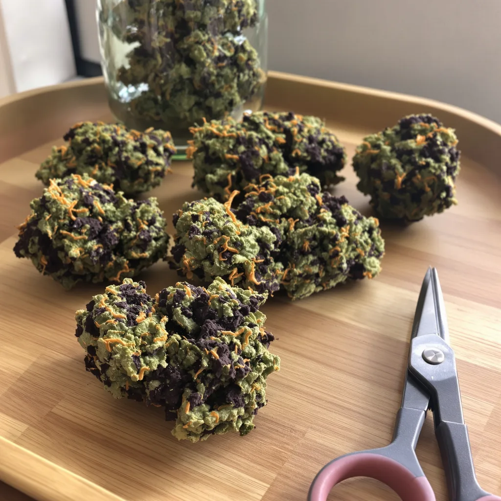 Critical Bilbo 72% Indica / 28% Sativa — Blüte mit sichtbaren Trichomen