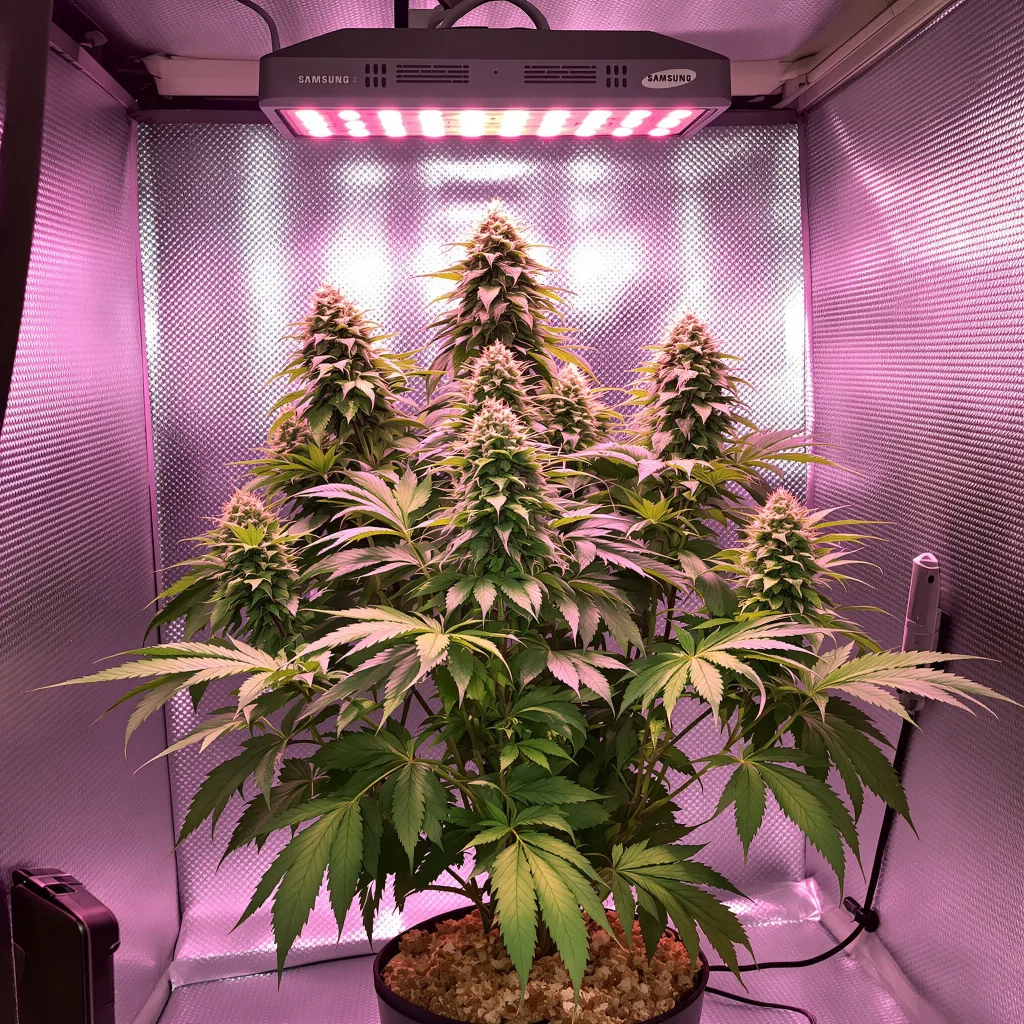 Critical Fast Bud 70% Indica / 30% Sativa — Blüte mit sichtbaren Trichomen