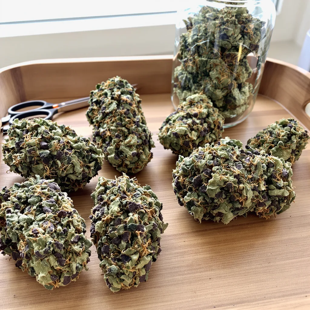 Critical Kush 87% Indica / 13% Sativa — Blüte mit sichtbaren Trichomen