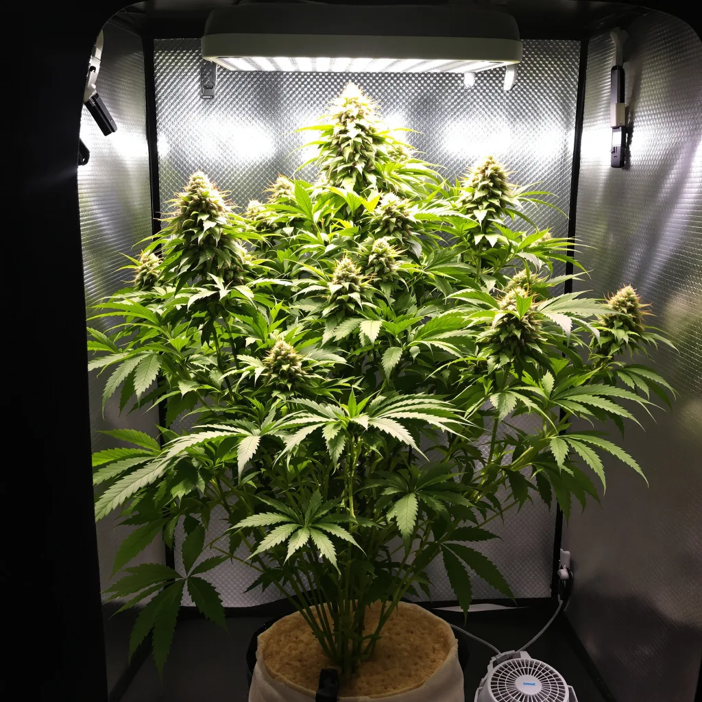 Critical Kush 87% Indica / 13% Sativa — Blüte mit sichtbaren Trichomen