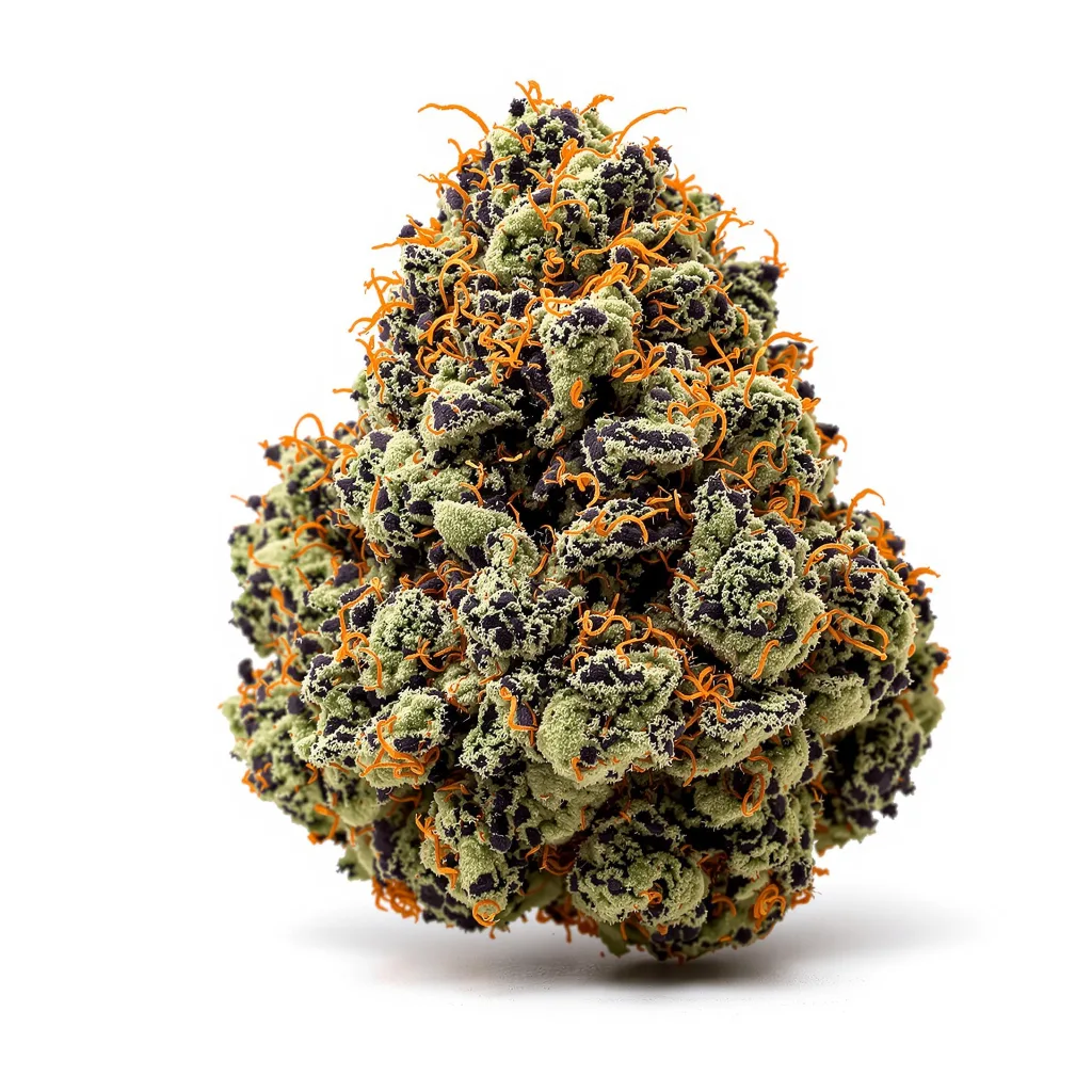 Critical Purple 70% Indica / 30% Sativa — Blüte mit sichtbaren Trichomen