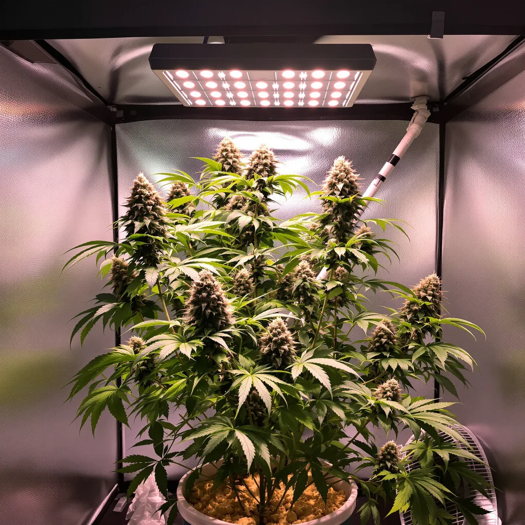 Critical Skunk 75% Indica / 25% Sativa — Blüte mit sichtbaren Trichomen