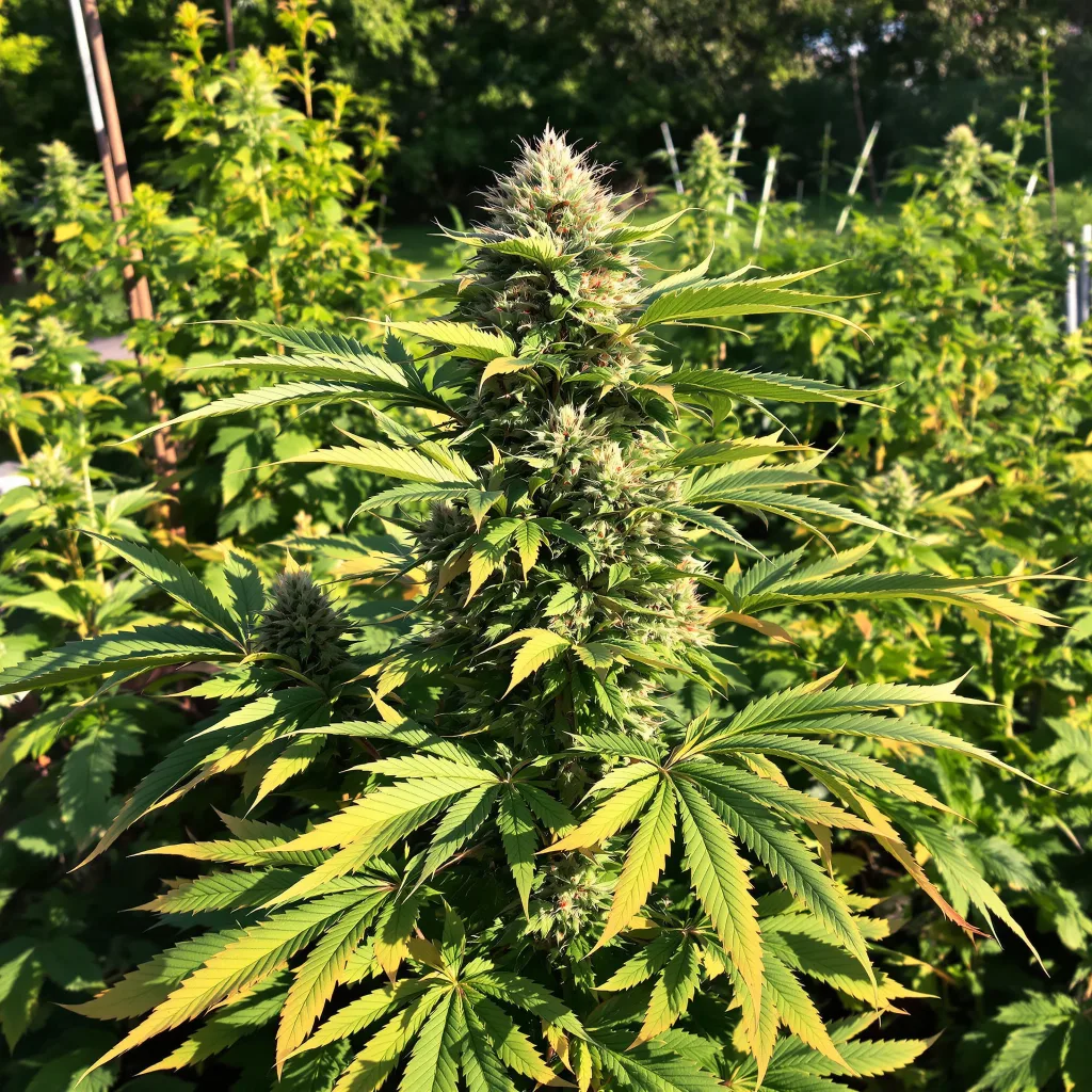 Crosswalker 77% Indica / 23% Sativa — Blüte mit sichtbaren Trichomen