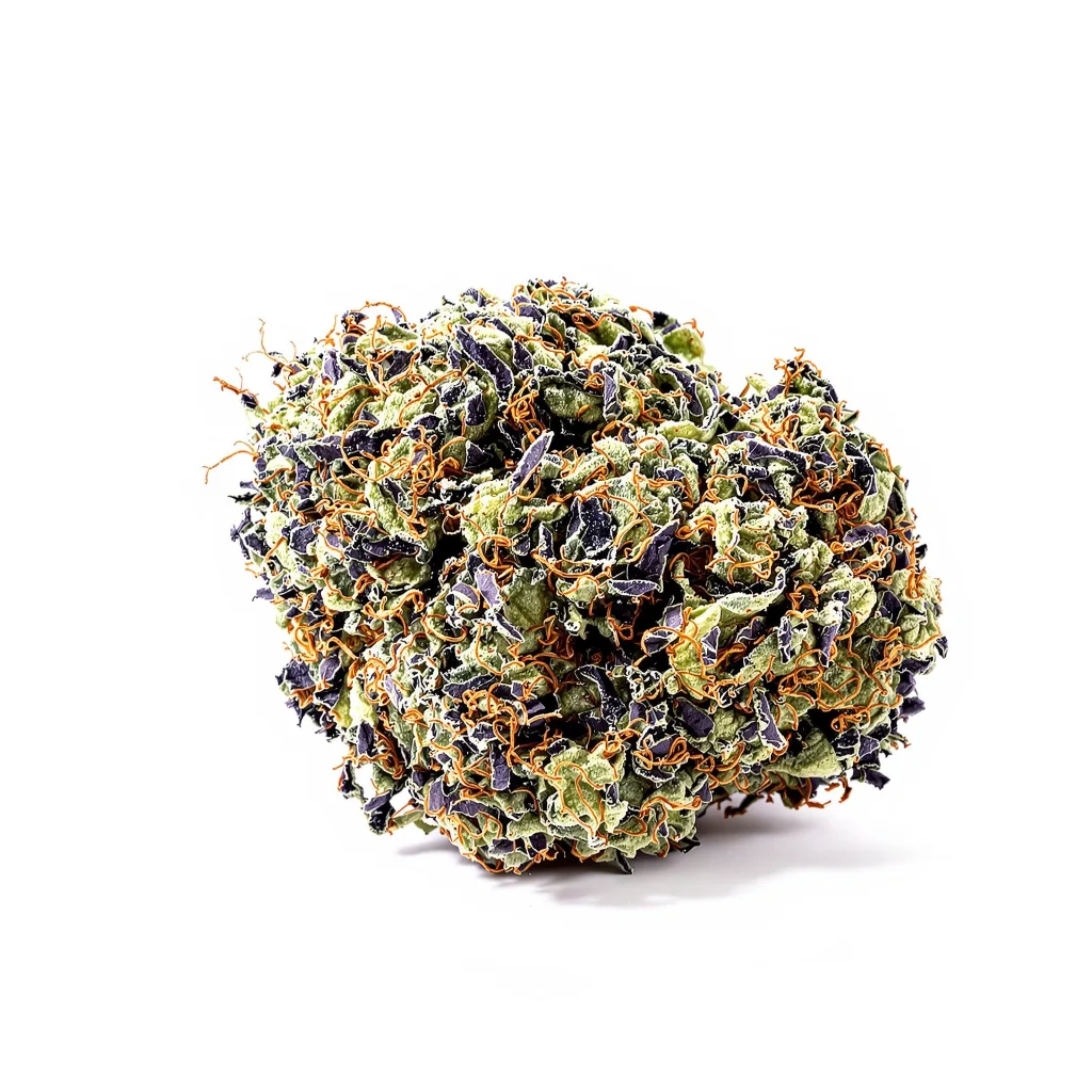 Crosswalker 77% Indica / 23% Sativa — Blüte mit sichtbaren Trichomen