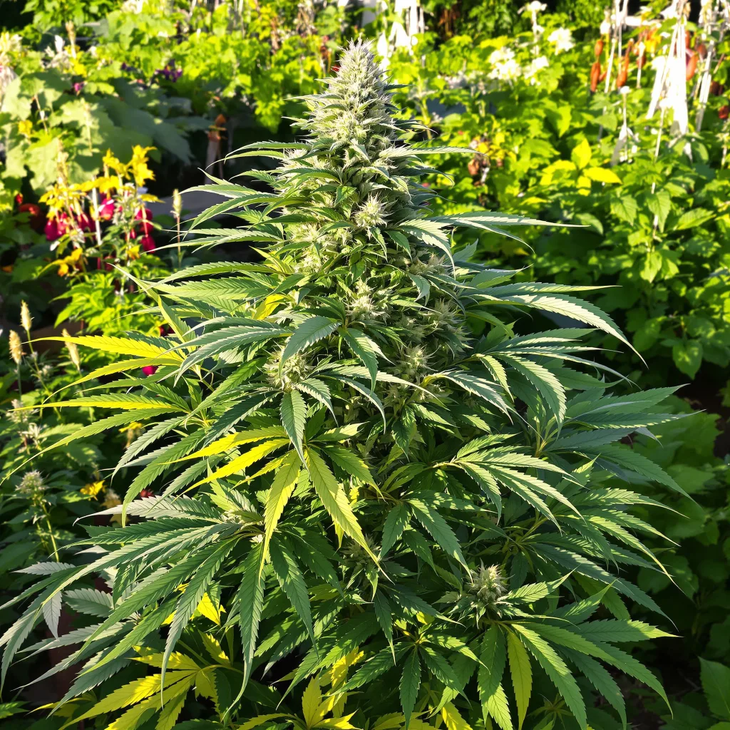 Crown OG 70% Indica / 30% Sativa — Blüte mit sichtbaren Trichomen