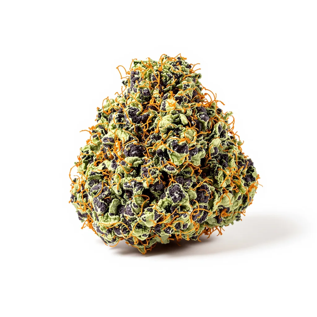 Crown OG 70% Indica / 30% Sativa — Blüte mit sichtbaren Trichomen