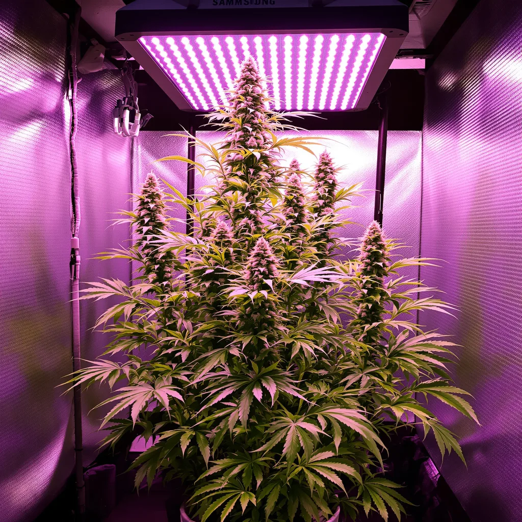Crystal Coma 18% Indica / 82% Sativa — Blüte mit sichtbaren Trichomen