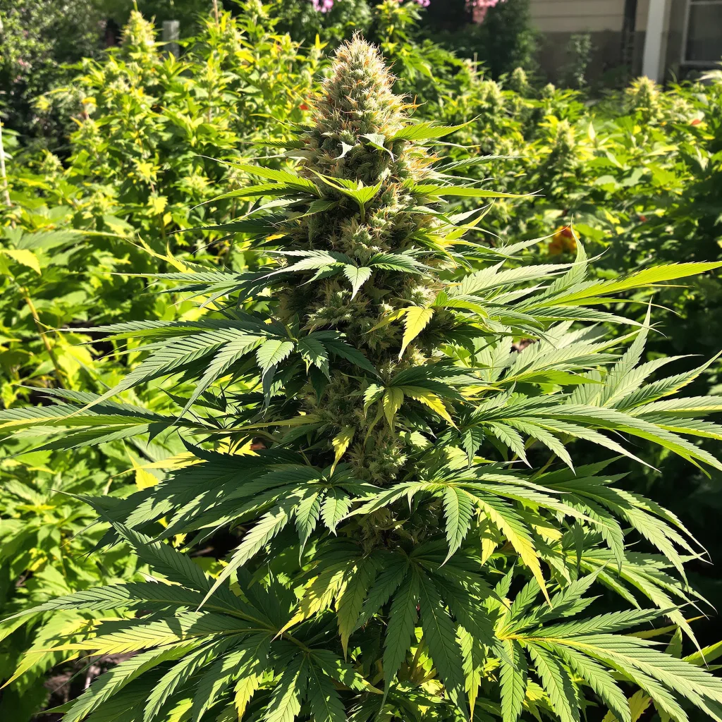 Dakini Kush 88% Indica / 12% Sativa — Blüte mit sichtbaren Trichomen