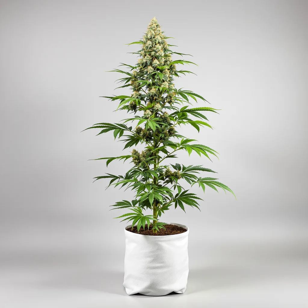 Dank Sinatra Cannabisblüte Nahaufnahme mit ausgewogene Blütenstruktur mit eisigen Trichomen
