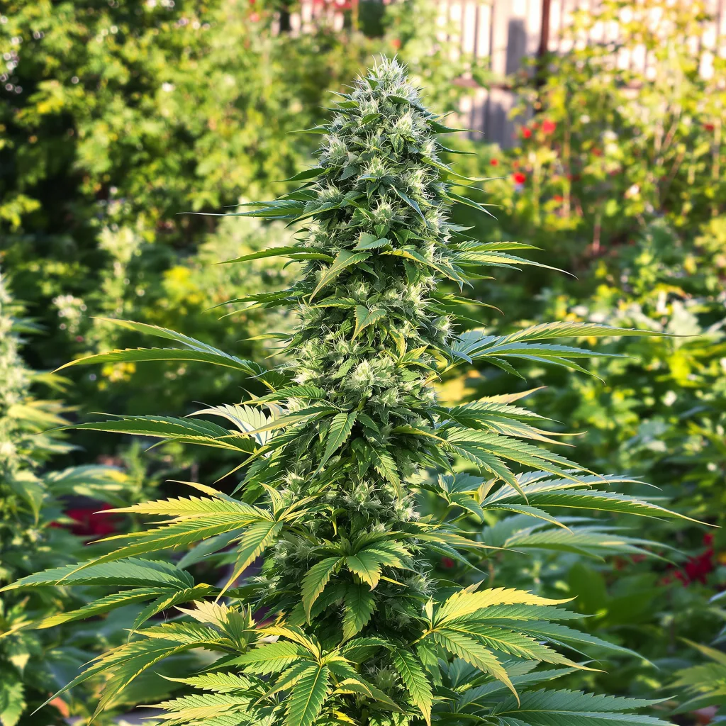 Dank Sinatra 52% Indica / 48% Sativa — Blüte mit sichtbaren Trichomen