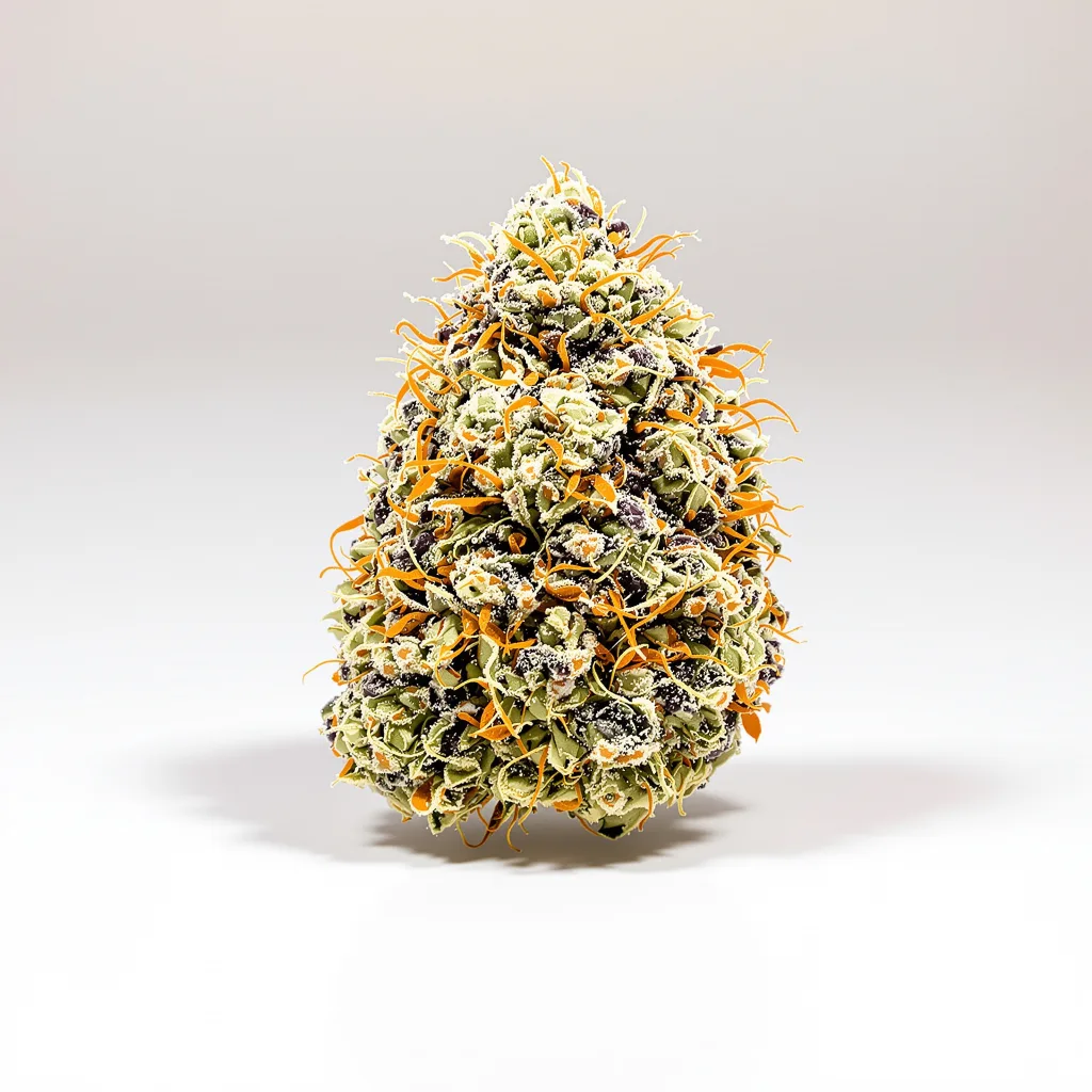 Dank Sinatra 52% Indica / 48% Sativa — Blüte mit sichtbaren Trichomen