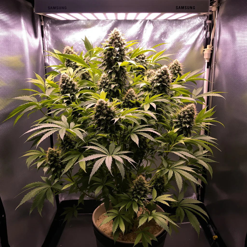 Dawgfather OG 88% Indica / 12% Sativa — Blüte mit sichtbaren Trichomen