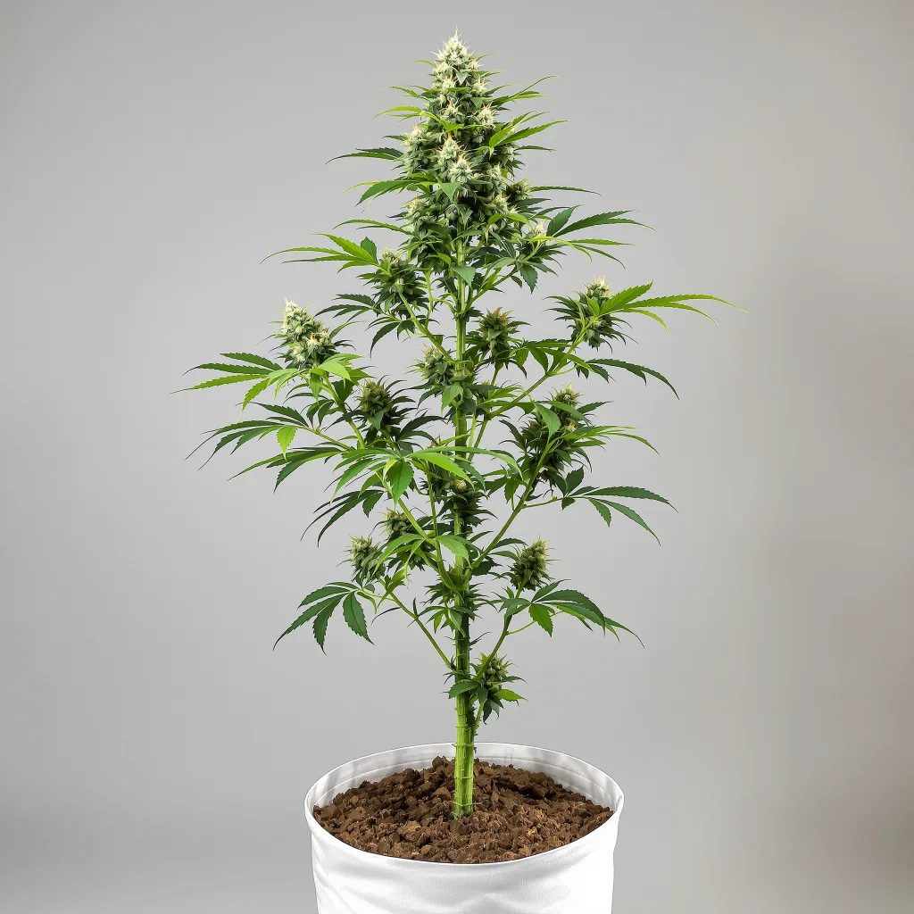 Deadhead OG Cannabisblüte Nahaufnahme mit offene Blütenstruktur mit orangen Pistillen