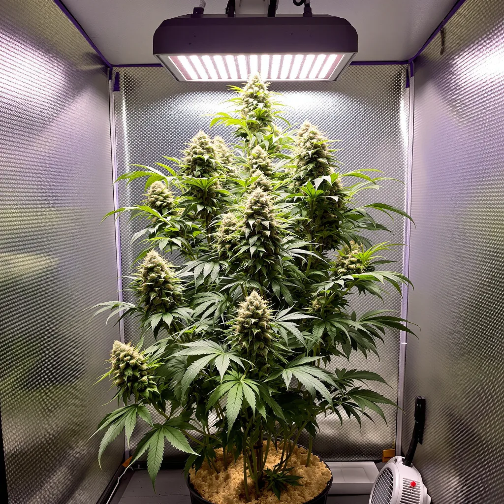 Deadhead OG 40% Indica / 60% Sativa — Blüte mit sichtbaren Trichomen