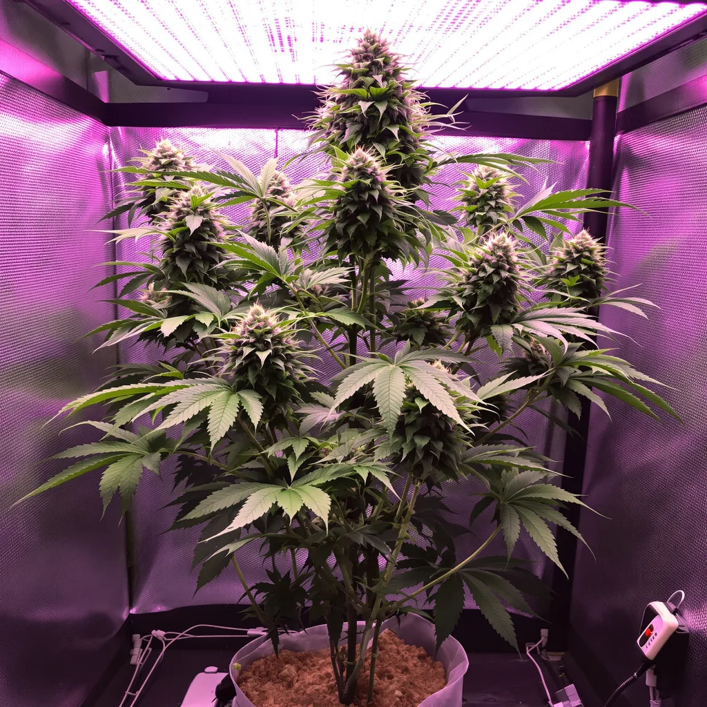 Death Bubba 70% Indica / 30% Sativa — Blüte mit sichtbaren Trichomen