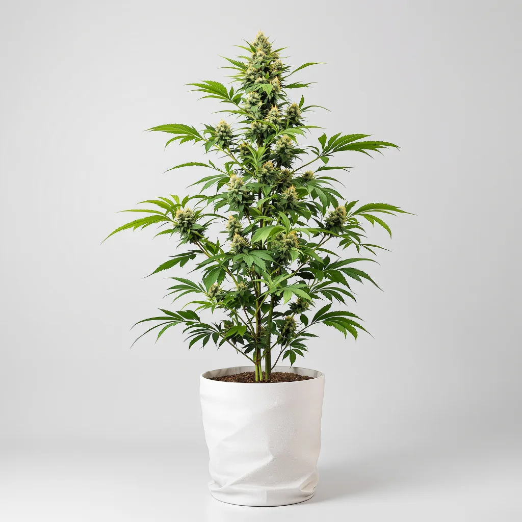 Diamond OG Cannabisblüte Nahaufnahme mit ausgewogene Blütenstruktur mit eisigen Trichomen