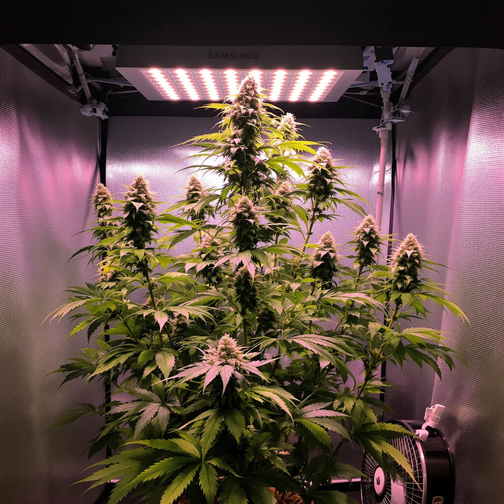 Diesel 6% Indica / 94% Sativa — Blüte mit sichtbaren Trichomen