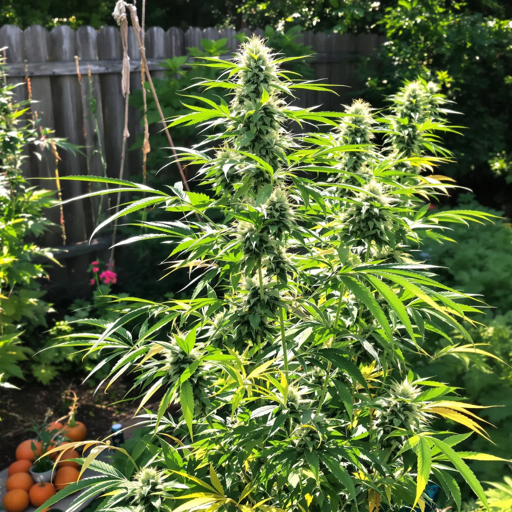 Diesel 6% Indica / 94% Sativa — Blüte mit sichtbaren Trichomen