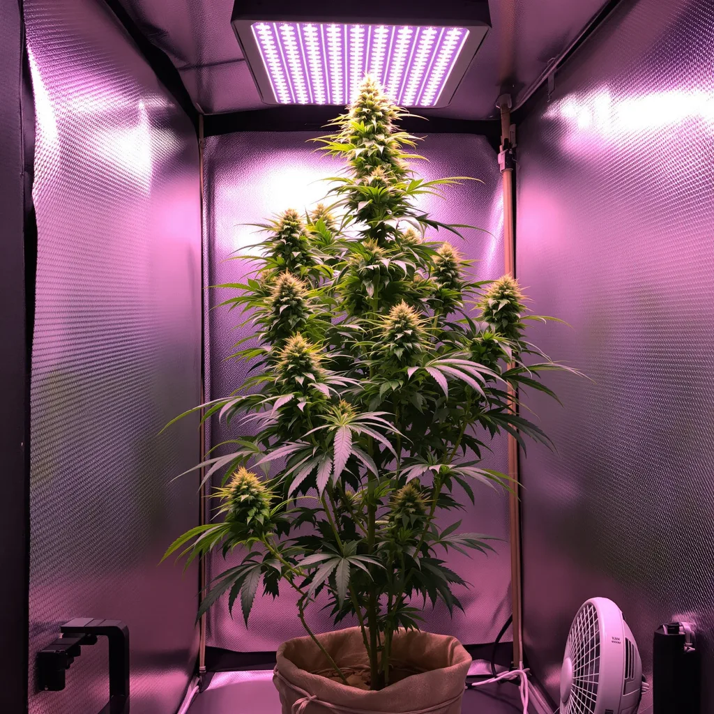 Diesel Power 5% Indica / 95% Sativa — Blüte mit sichtbaren Trichomen