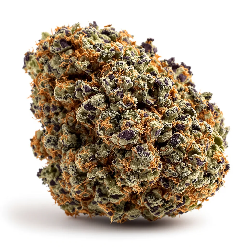Dinachem 67% Indica / 33% Sativa — Blüte mit sichtbaren Trichomen