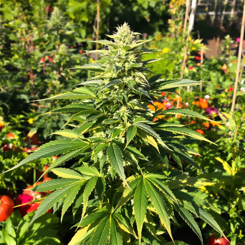Disney Blue 78% Indica / 22% Sativa — Blüte mit sichtbaren Trichomen