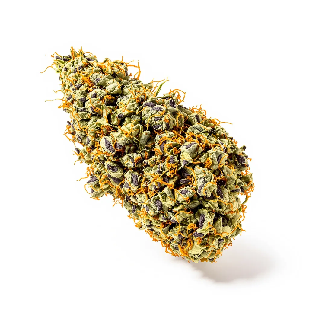 Disney Blue 78% Indica / 22% Sativa — Blüte mit sichtbaren Trichomen