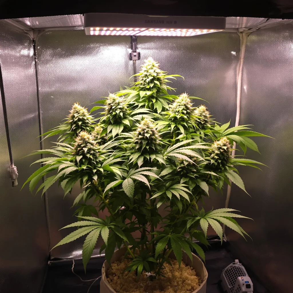 Divine CBD 43% Indica / 57% Sativa — Blüte mit sichtbaren Trichomen
