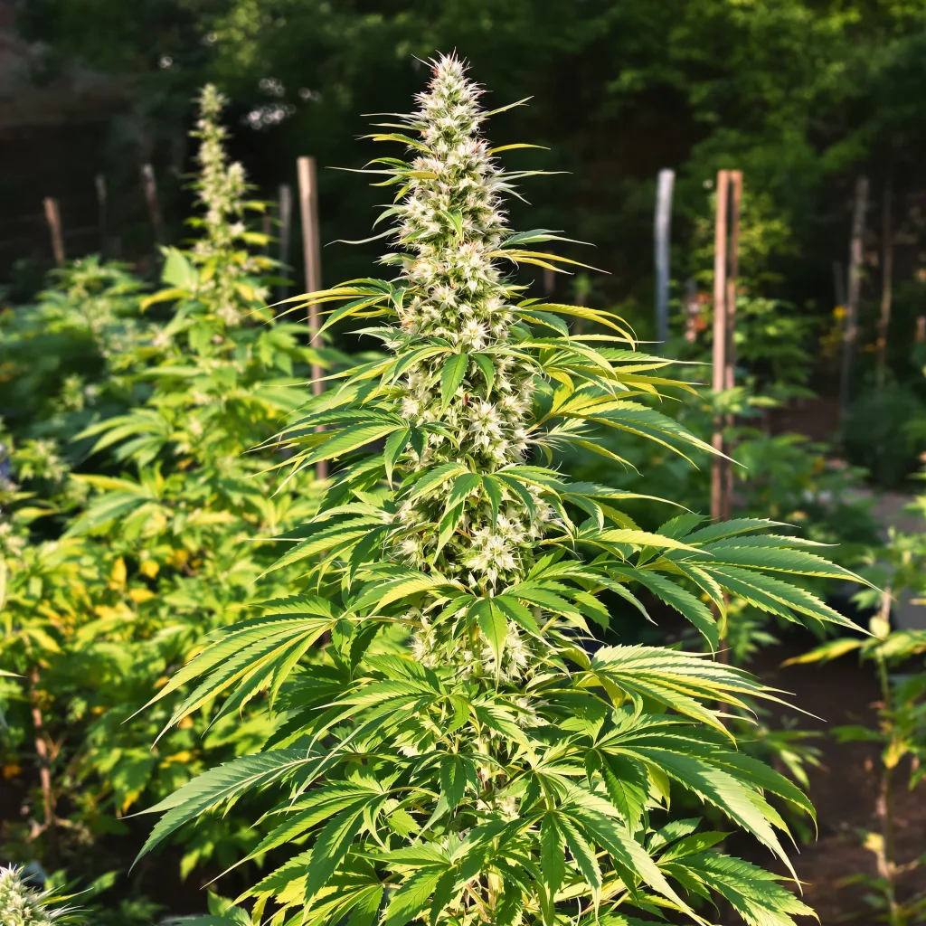 Dizzy OG 16% Indica / 84% Sativa — Blüte mit sichtbaren Trichomen
