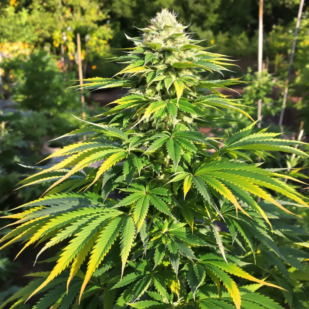 DJ Short Blueberry 80% Indica / 20% Sativa — Blüte mit sichtbaren Trichomen