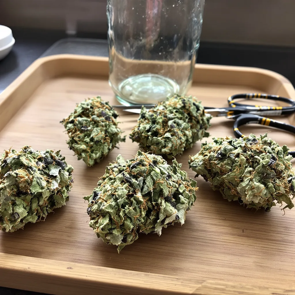 Do-Si-Dos 50% Indica / 40% Sativa — Blüte mit sichtbaren Trichomen