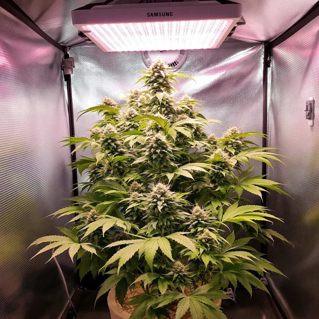 Dogwalker OG 78% Indica / 22% Sativa — Blüte mit sichtbaren Trichomen