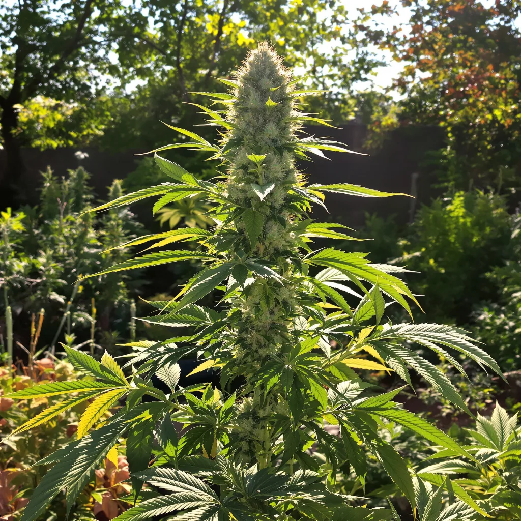 Donna OG 50% Indica / 50% Sativa — Blüte mit sichtbaren Trichomen