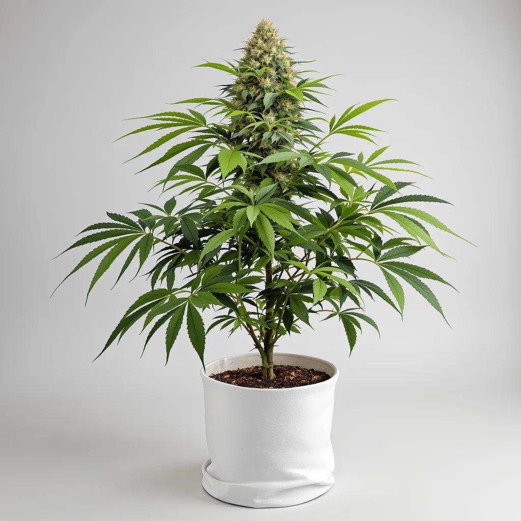 Double OG Cannabisblüte Nahaufnahme mit dichte violett getönte Kelche